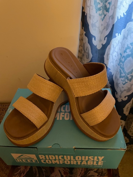 Reef Shoes - Reef Women's Lofty Lux Hi Tan Double-Strap Woven Slide Sandals